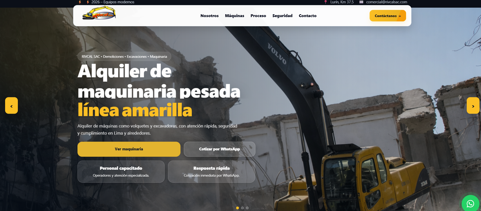 Vista previa del proyecto RIVCAL SAC dentro de un mockup de monitor