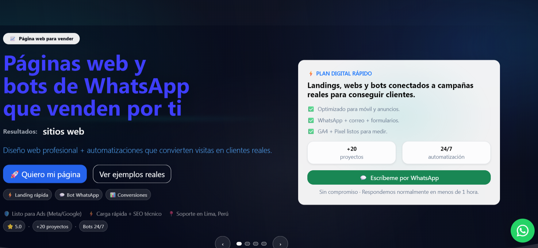Vista previa de un proyecto web corporativo con asistente digital